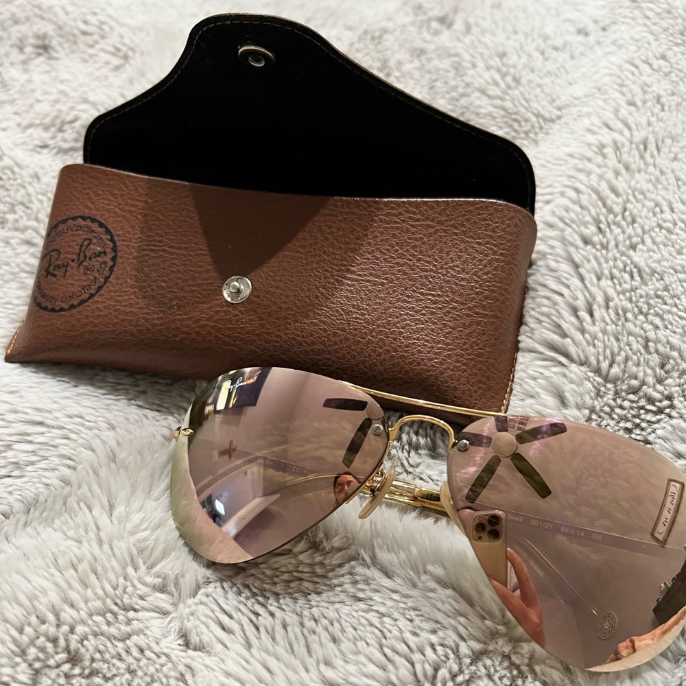 Ray ban mirrored pink aviatiors